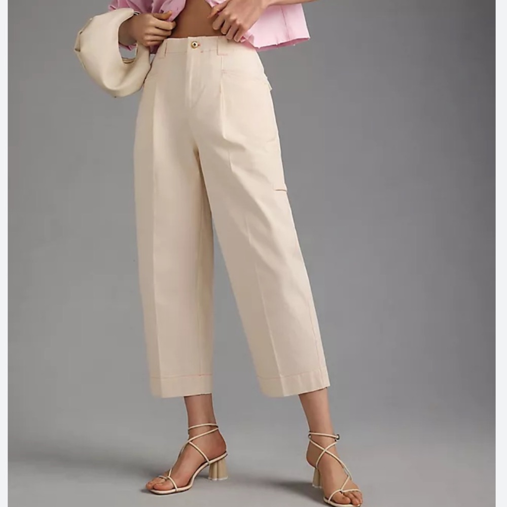 NWT Scotch & Soda The Liv High Rise Straight Leg Cropped Trousers